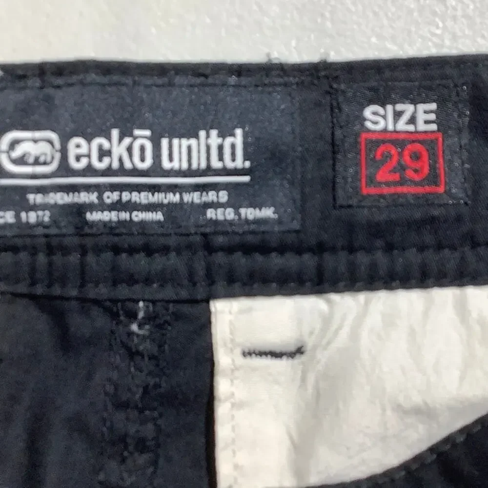 Ecko Unltd Black Cargo Shorts Men’s Size 29 – Streetwear, Utility, Raw Cut - Picture 7 of 8